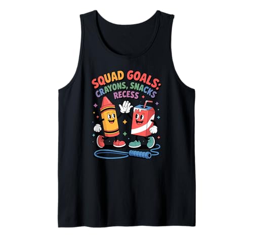 Squad Goals Buntstifte Snacks Recess Lustige Kinder Tank Top von Back to School Apparel Gifts by Anastasia