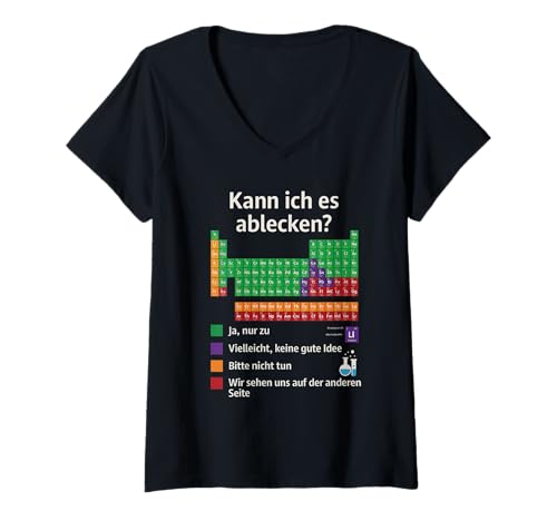 Damen Can I Lick It Periodensystem Science Teacher Cool Meme T-Shirt mit V-Ausschnitt von Back to School Chemistry Teacher Tees Men Women
