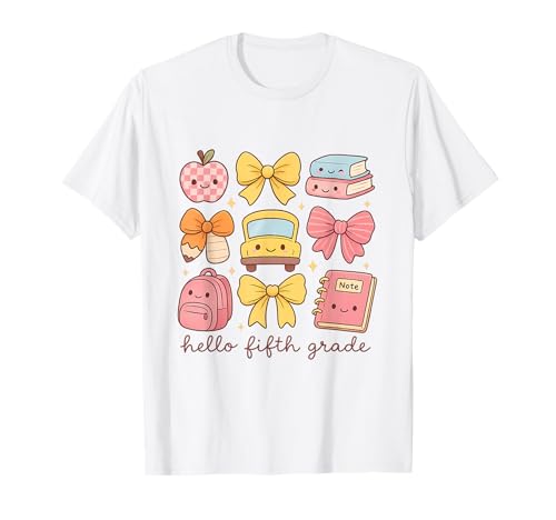 Kawaii Girls Coquette Fünfte Klasse Hallo Fünfte Klasse Preppy T-Shirt von Back to School Coquette Bow