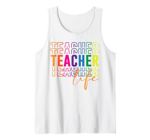Buntes Retro-Lehrer-Schwimmshirt für Frauen und Pädagogen Tank Top von Back to School Cute Aesthetic Teacher Outfit Tee