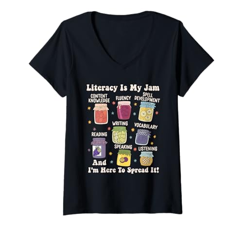 Damen Alphabetisierung ist Mein Ding und ich Bin Hier, um es lustig zu verbreiten T-Shirt mit V-Ausschnitt Damen Alphabetisierung ist Mein Ding und ich Bin Hier, um es lustig zu verbreiten T-Shirt mit V-Ausschnitt von Back to School Designs