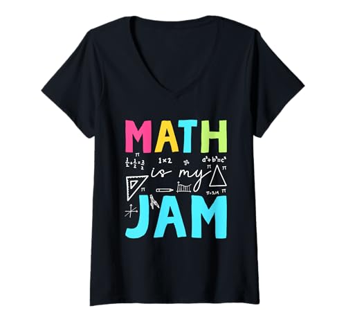 Damen Math is My Jam Lustiger Mathelehrer ist Wieder in der Schule T-Shirt mit V-Ausschnitt Damen Math is My Jam Lustiger Mathelehrer ist Wieder in der Schule T-Shirt mit V-Ausschnitt von Back to School Designs