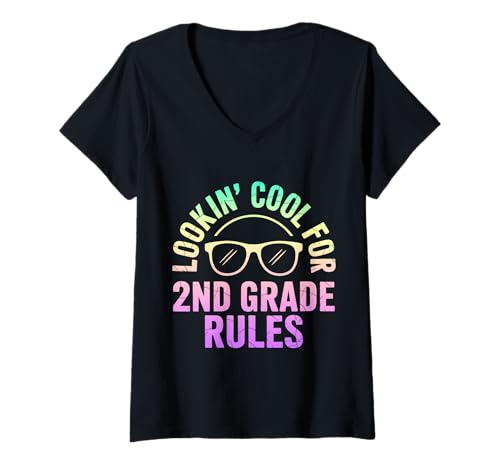 Damen Sieht cool aus für die 2. Klasse zurück in die Schule T-Shirt mit V-Ausschnitt Damen Sieht cool aus für die 2. Klasse zurück in die Schule T-Shirt mit V-Ausschnitt von Back to School Gifts 2nd Grade