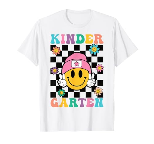 Retro Happy Face Kindergarten Peace Zeichen Back to School Girl T-Shirt von Back to School Groovy Happy Face Apparel
