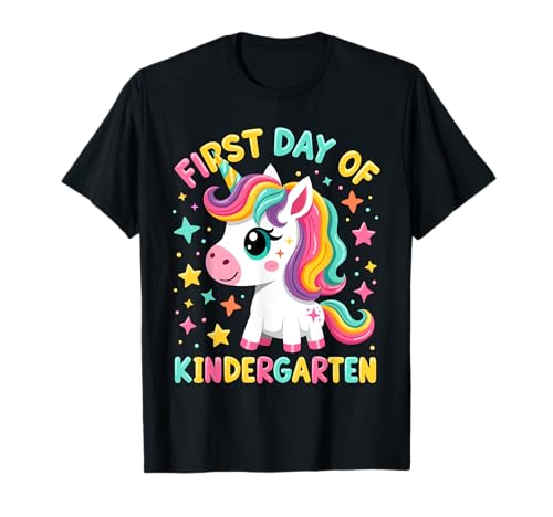 Unicorn First Day of Kindergarten First Day Girls Toddlers T-Shirt von Back to School Preschool Kids Funny Apparel Co.