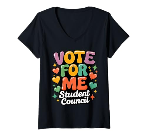 Damen Vote for Me Student Council Wahltag Zurück zur Schule T-Shirt mit V-Ausschnitt von Back to School Student Council Election Day