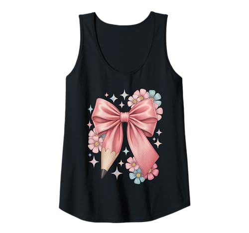 Damen Niedliche Kokette Schleife Bleistift Floral Kindergarten Lehrer Tank Top Damen Niedliche Kokette Schleife Bleistift Floral Kindergarten Lehrer Tank Top von Back to School Teacher Coquette Bow Style