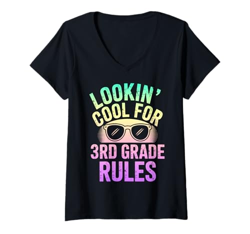 Damen Sieht cool aus für den Schulanfang der 3. Klasse T-Shirt mit V-Ausschnitt von Back to School Tees 3rd Grade