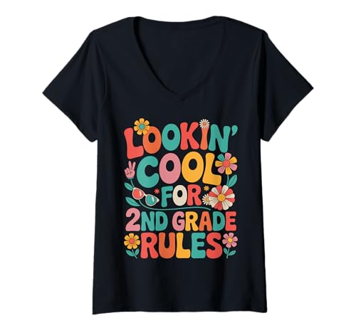 Damen Sieht cool aus für die 2. Klasse zurück in die Schule T-Shirt mit V-Ausschnitt Damen Sieht cool aus für die 2. Klasse zurück in die Schule T-Shirt mit V-Ausschnitt von Back to School Tees Gifts 2nd Grade