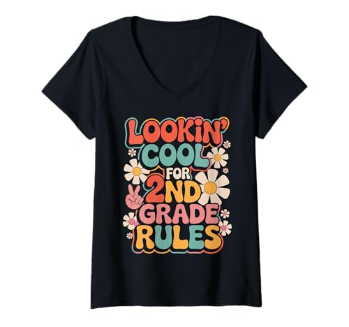 Damen Sieht cool aus für die 2. Klasse zurück in die Schule T-Shirt mit V-Ausschnitt Damen Sieht cool aus für die 2. Klasse zurück in die Schule T-Shirt mit V-Ausschnitt von Back to School Tees Gifts 2nd Grade