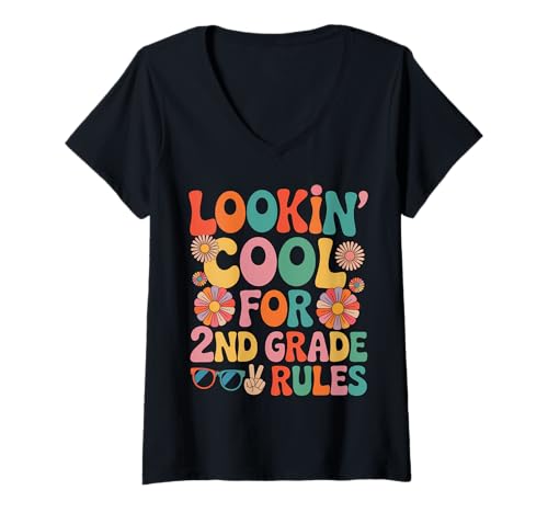 Damen Sieht cool aus für die 2. Klasse zurück in die Schule T-Shirt mit V-Ausschnitt Damen Sieht cool aus für die 2. Klasse zurück in die Schule T-Shirt mit V-Ausschnitt von Back to School Tees Gifts 2nd Grade