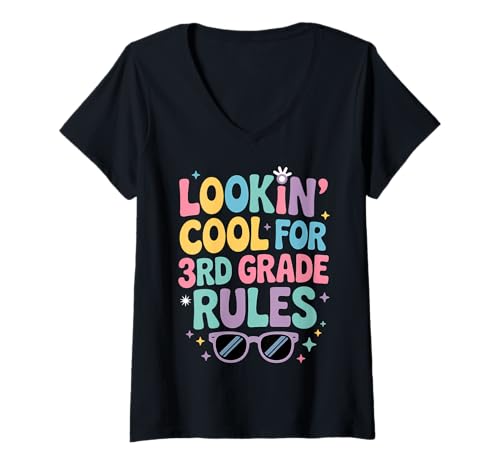 Damen Sieht cool aus für den Schulanfang der 3. Klasse T-Shirt mit V-Ausschnitt von Back to School Tees Gifts 3rd Grade