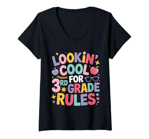 Damen Sieht cool aus für den Schulanfang der 3. Klasse T-Shirt mit V-Ausschnitt Damen Sieht cool aus für den Schulanfang der 3. Klasse T-Shirt mit V-Ausschnitt von Back to School Tees Gifts 3rd Grade