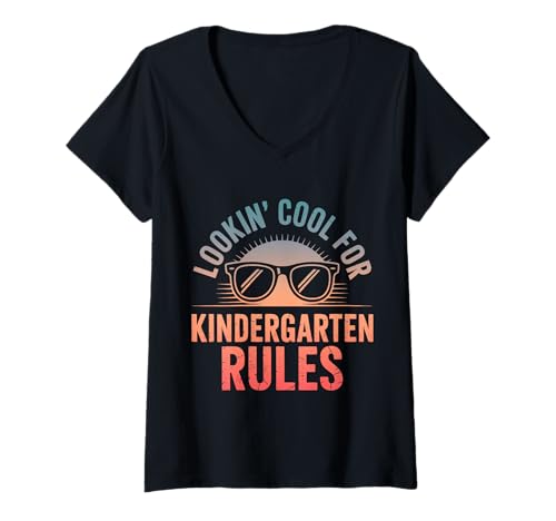 Damen Sieht cool aus für den Kindergarten zurück in die Schule T-Shirt mit V-Ausschnitt von Back to School Tees Kindergarten