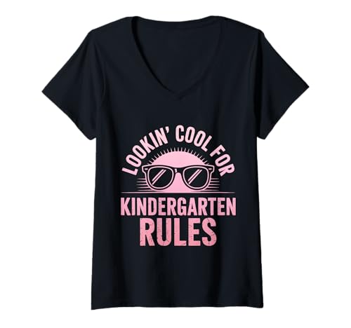Damen Sieht cool aus für den Kindergarten zurück in die Schule T-Shirt mit V-Ausschnitt Damen Sieht cool aus für den Kindergarten zurück in die Schule T-Shirt mit V-Ausschnitt von Back to School Tees Kindergarten