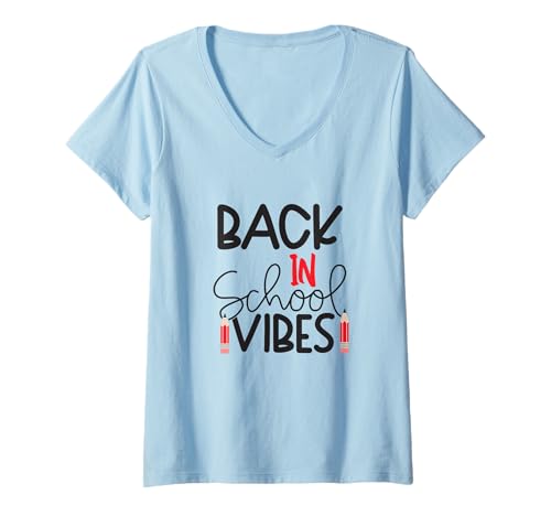 Damen Back in School Vibes Zurück zur Schule für Lehrer und Schüler T-Shirt mit V-Ausschnitt Damen Back in School Vibes Zurück zur Schule für Lehrer und Schüler T-Shirt mit V-Ausschnitt von Back to School Vibes