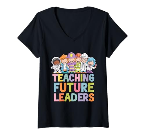 Damen Zurück in die Schule, Teaching Future Leaders Teacher 2025 T-Shirt mit V-Ausschnitt Damen Zurück in die Schule, Teaching Future Leaders Teacher 2025 T-Shirt mit V-Ausschnitt von Back to school 2025 : Kids Teacher Apparel