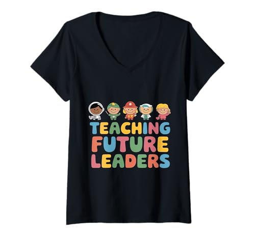 Damen Zurück in die Schule, Teaching Future Leaders Teacher 2025 T-Shirt mit V-Ausschnitt Damen Zurück in die Schule, Teaching Future Leaders Teacher 2025 T-Shirt mit V-Ausschnitt von Back to school 2025 : Kids Teacher Apparel