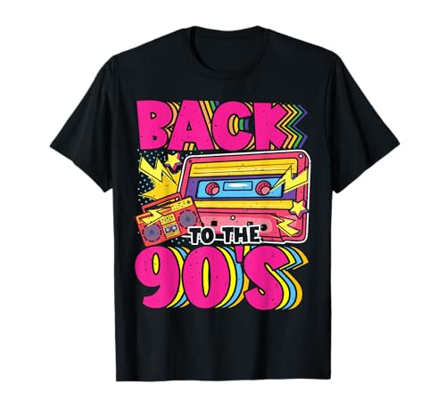 90er Jahre Outfit Party und Mottoparty Kostüm Damen Herren T-Shirt, Schwarz, S von Back to the 90s Outfit Accessories