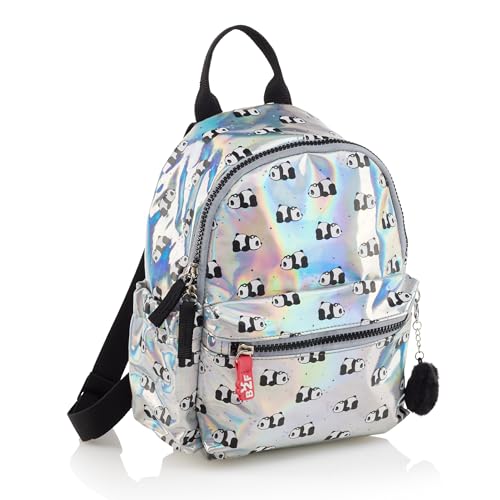 Back2Fun Unisex Kinder Mochila Mini 2 Comp. Holografica B2f Rucksack, Silber von Back2Fun