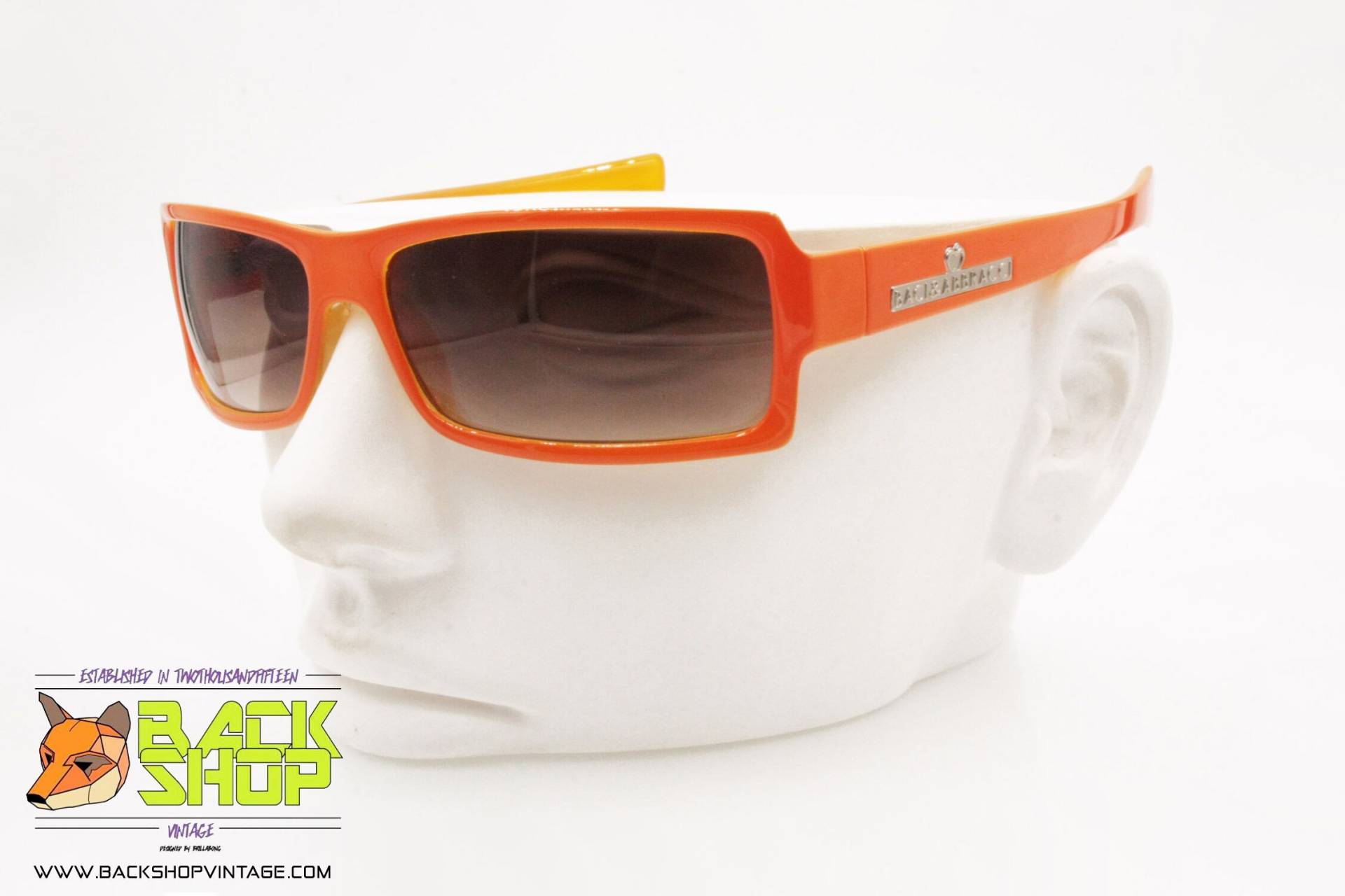 Baci & Abbracci Mod. 24 C4, Vintage Orange Sonnenbrille Rechteckig, New Old Stock von BackShopVintage