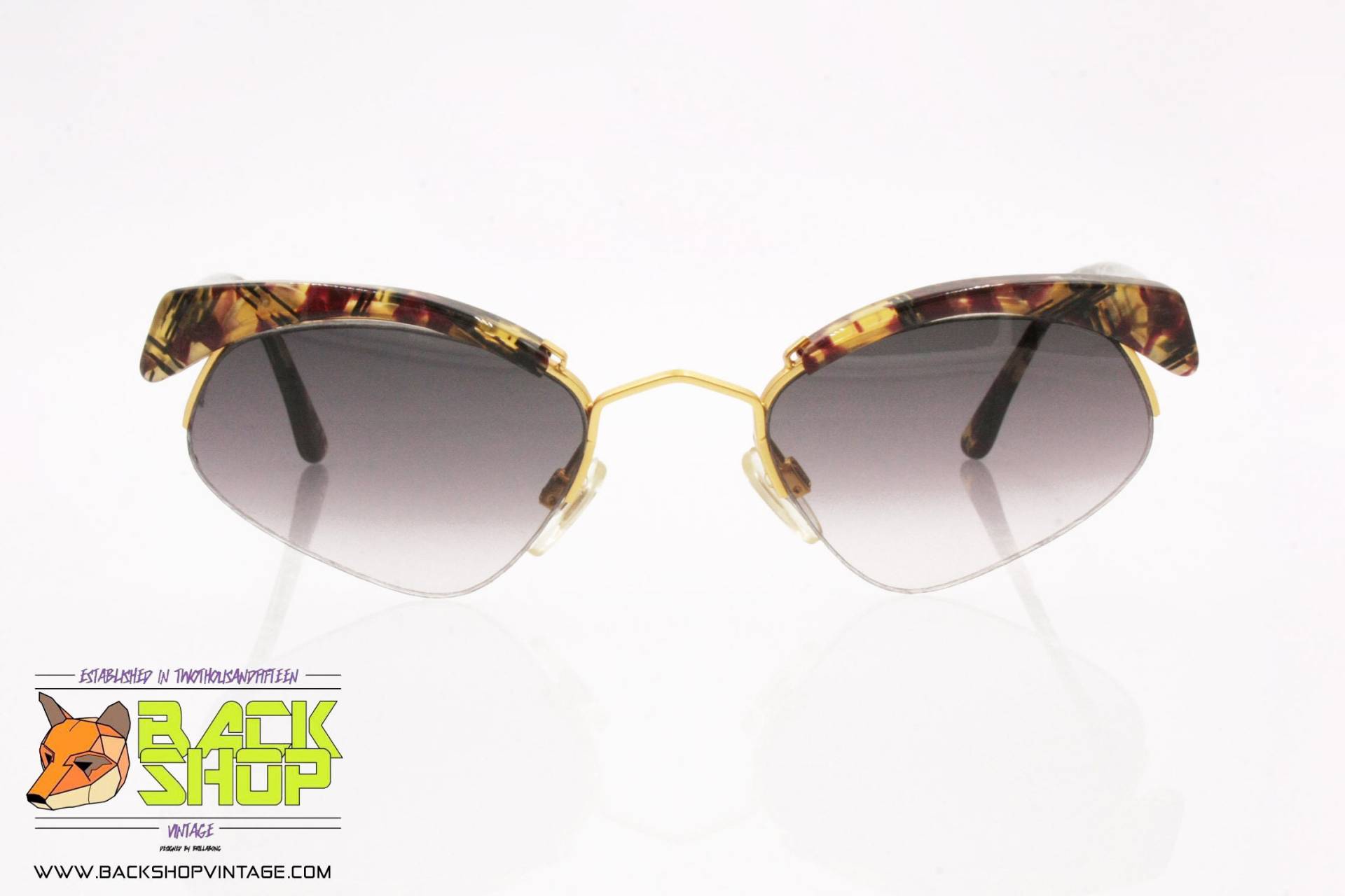 O-Six Mod. 016 262 Vintage Sonnenbrille Frauen, Pop Design Nylor Gläser, Intarsien Muster, New Old Stock 1990Er Jahre von BackShopVintage