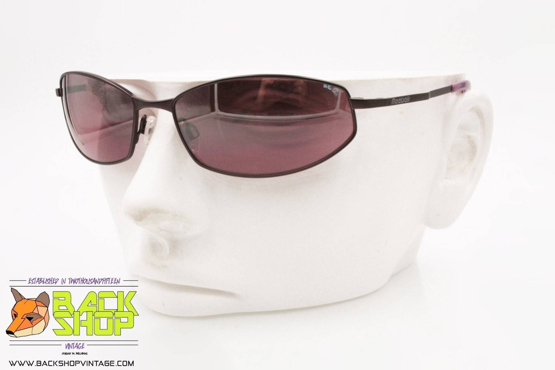 Reebok Mod. B2043 C Sport Sonnenbrille, Violet Metallic Rahmen & Gläser, Deadstock Defekte von BackShopVintage