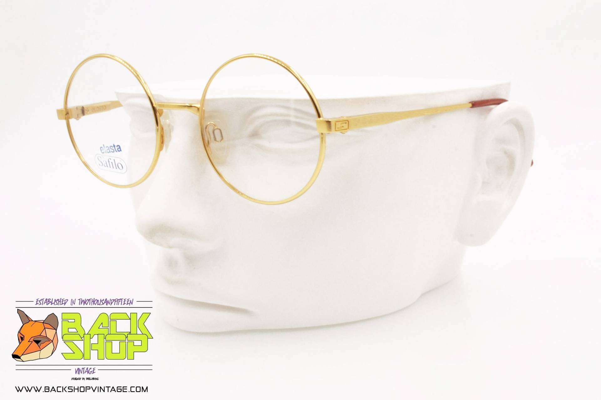 Safilo Mod. Team 3632 001, Vintage Brillengestell Rund Kreis Golden, New Old Stock 1980Er Jahre von BackShopVintage