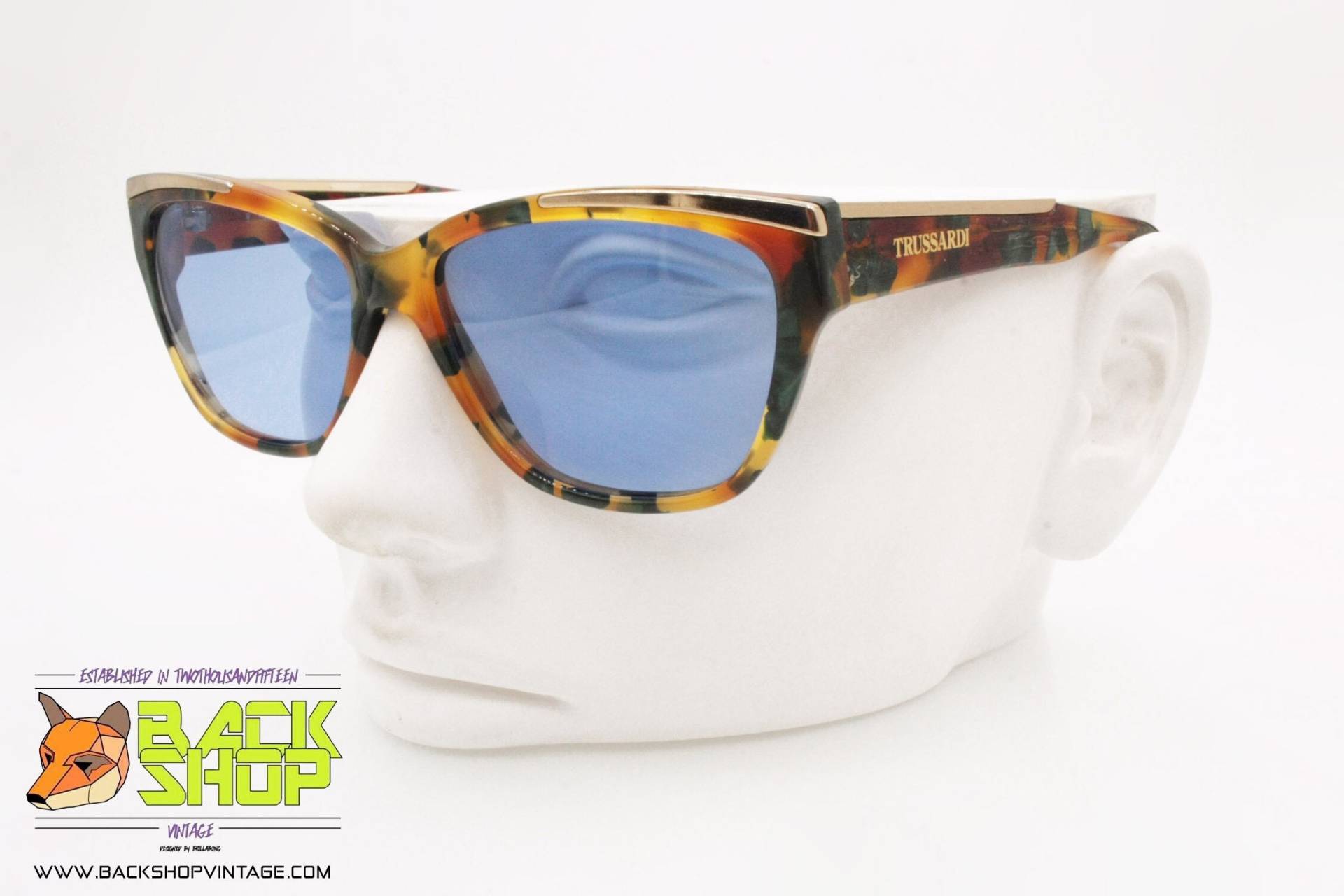 Trussardi Mod. Tpl 223 917, Vintage Sonnenbrille Frauen Blaue Linsen, Gebraucht von BackShopVintage