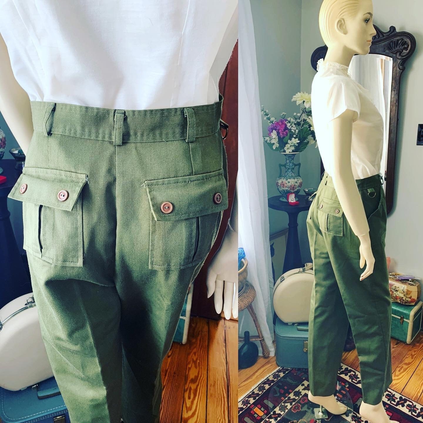 Vintage Armee Grüne Hose, Militärhose, Jungen Pfadfinder Uniform Unisex Khaki Hose von BackToCamelotVintage