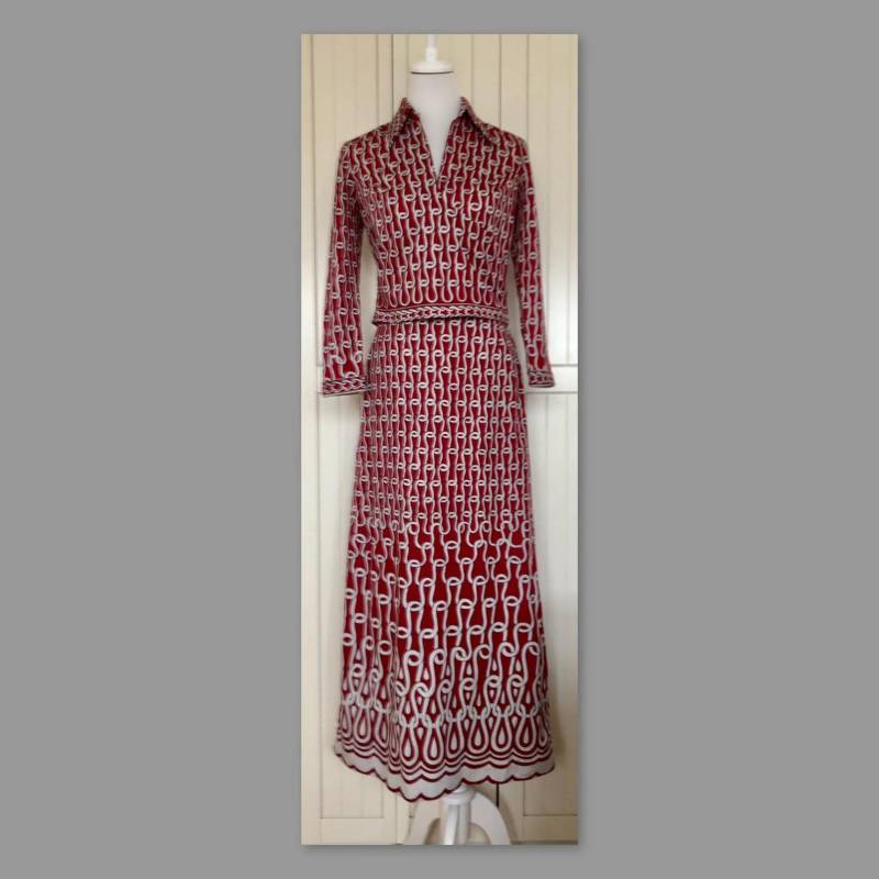 Abendanzug Wiener Modell Rot Weiß Vintage 70Er von BackToFutureFashion