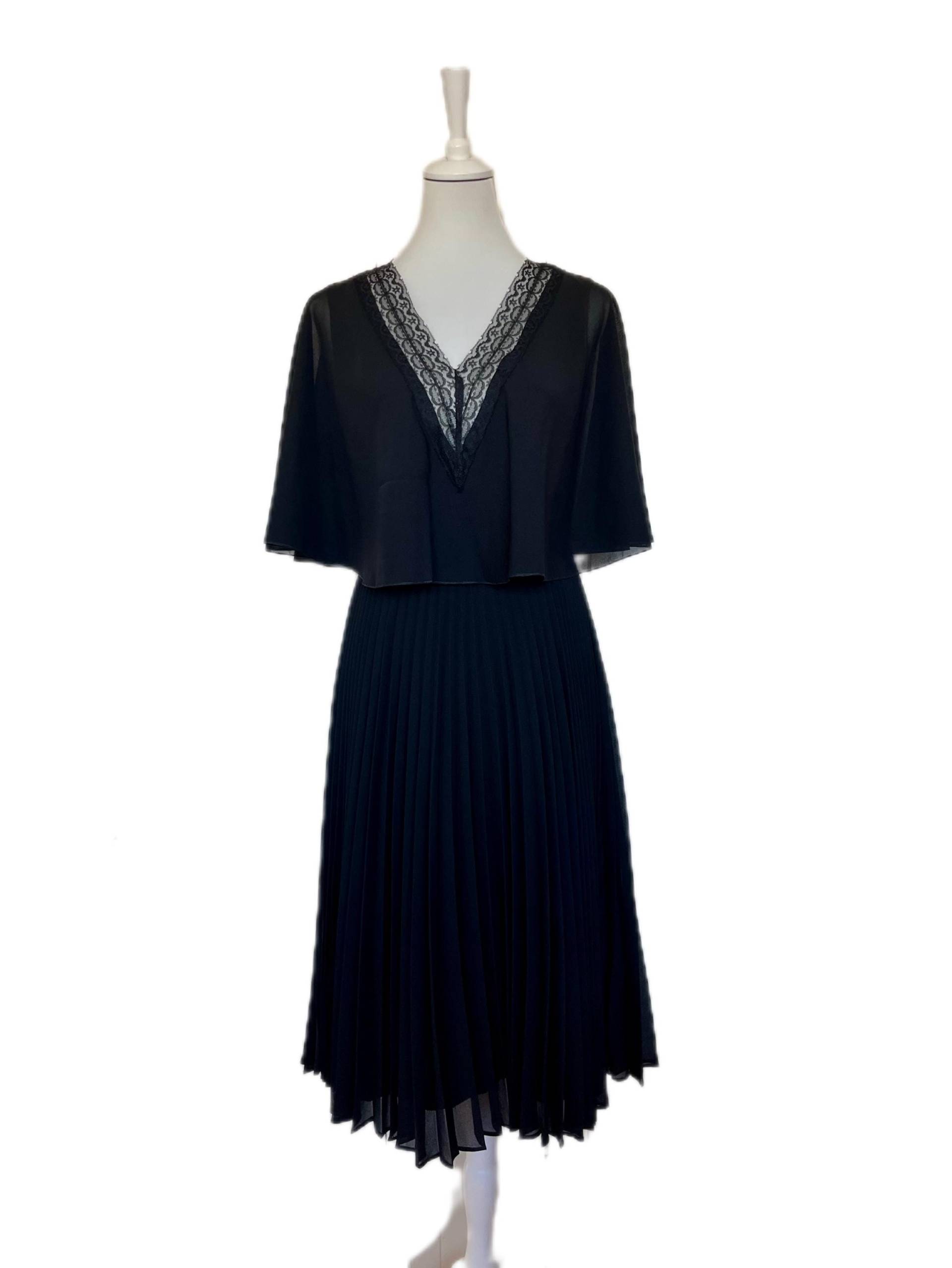 Abendkleid Lucie Linden Spitze Schwarz Vintage 70Er von BackToFutureFashion