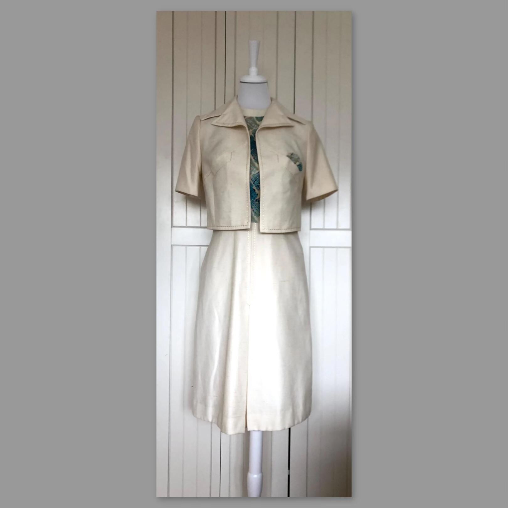 Anzug Modell S Creme/Blau Vintage 70-Er von BackToFutureFashion