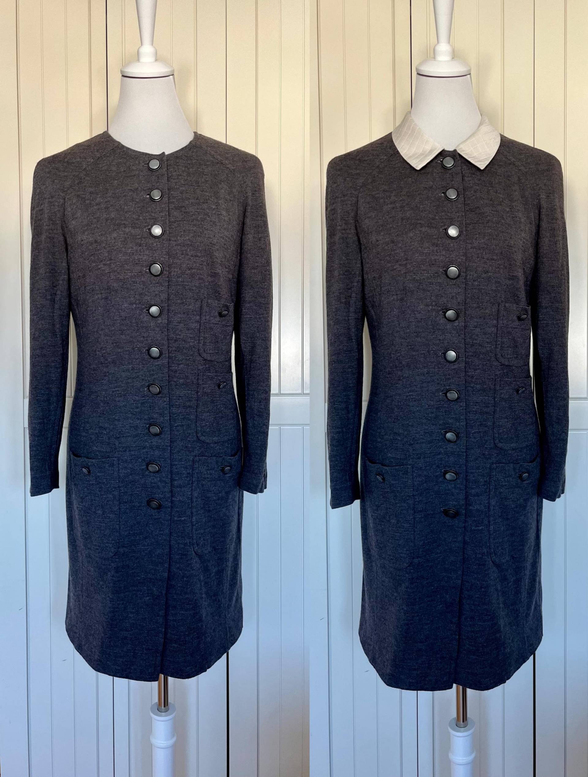 Designer Jerseykleid Rena Lange Wolle Grau Vintage von BackToFutureFashion