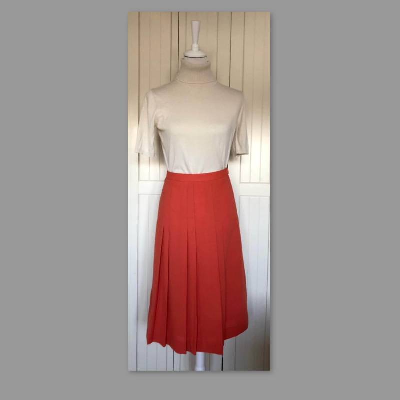 Faltenrock Bleyle Wolle Orange Vintage 80Er von BackToFutureFashion
