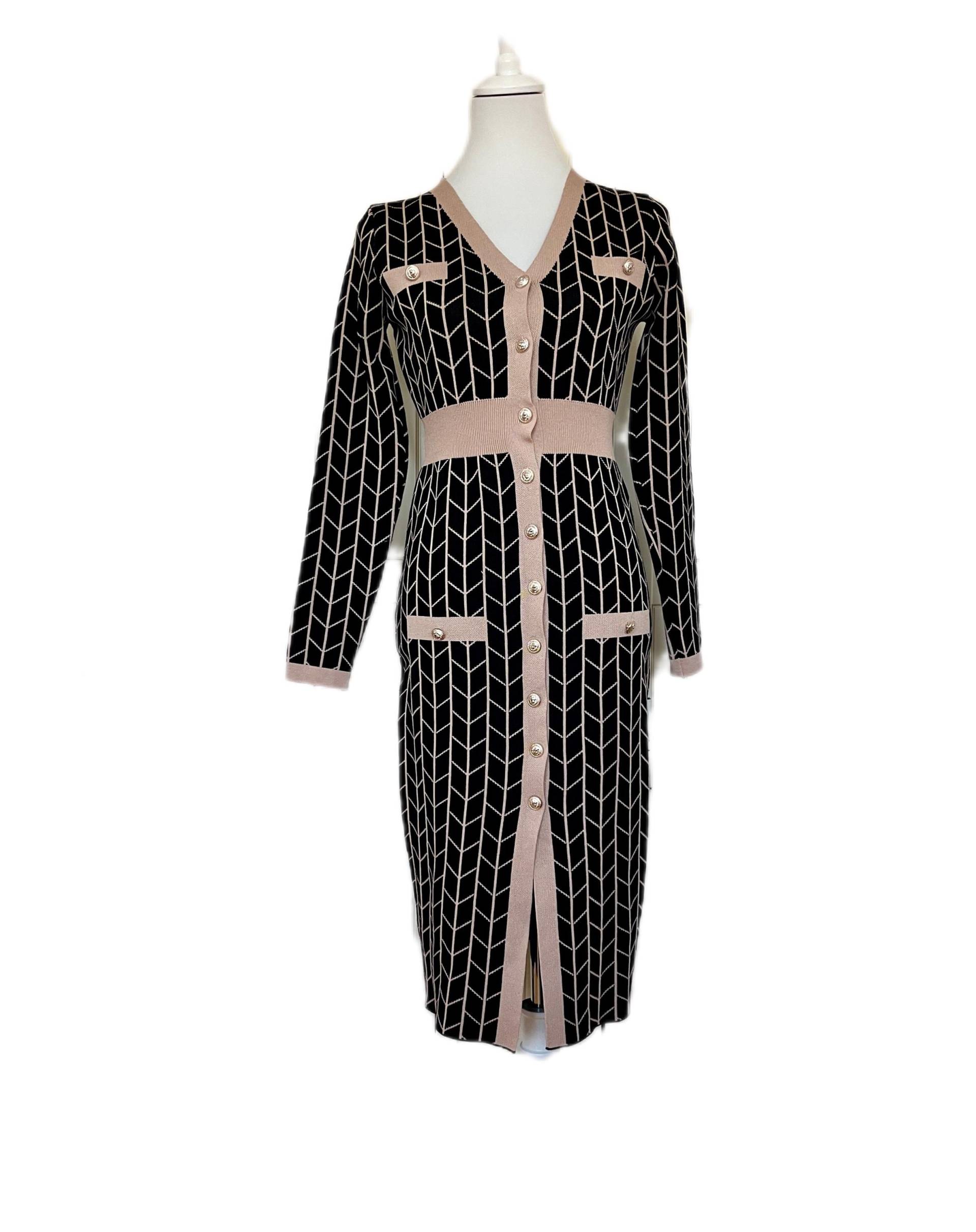 Jerseykleid Schwarz Beige von BackToFutureFashion