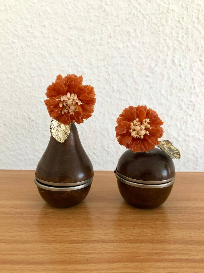 Mid-Century Ohr-Clips Orange/Beige Vintage von BackToFutureFashion