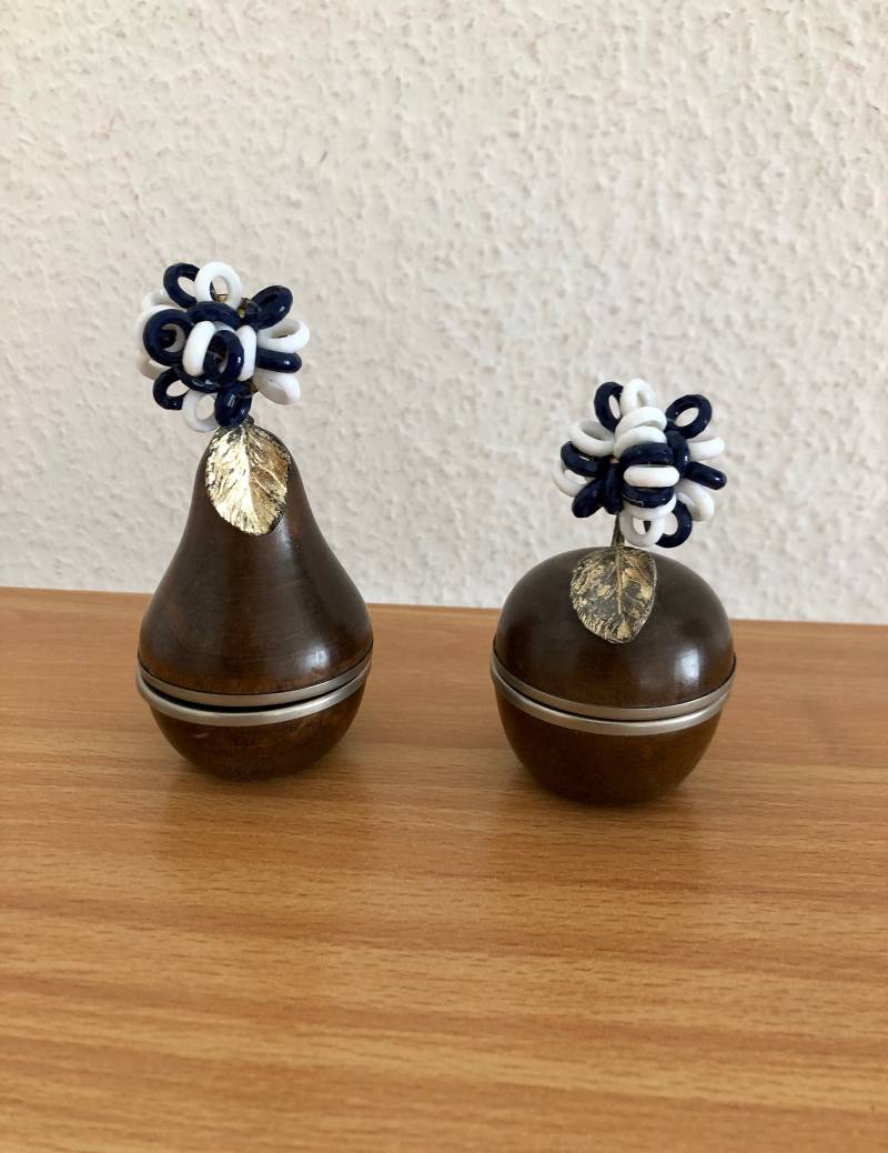 Mid-Century Ohrclips Blau/Weiß Glass von BackToFutureFashion