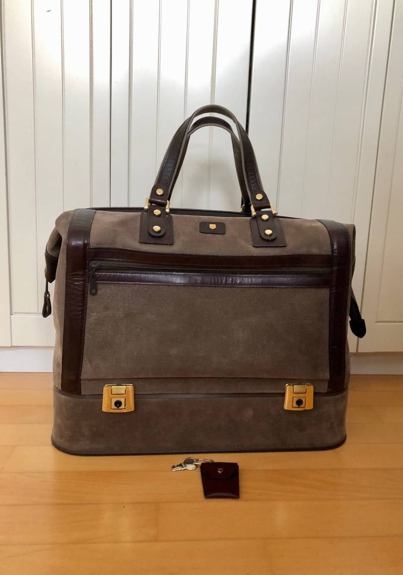 Reisetasche Jerome Leplat Wildleder Braun Vintage von BackToFutureFashion