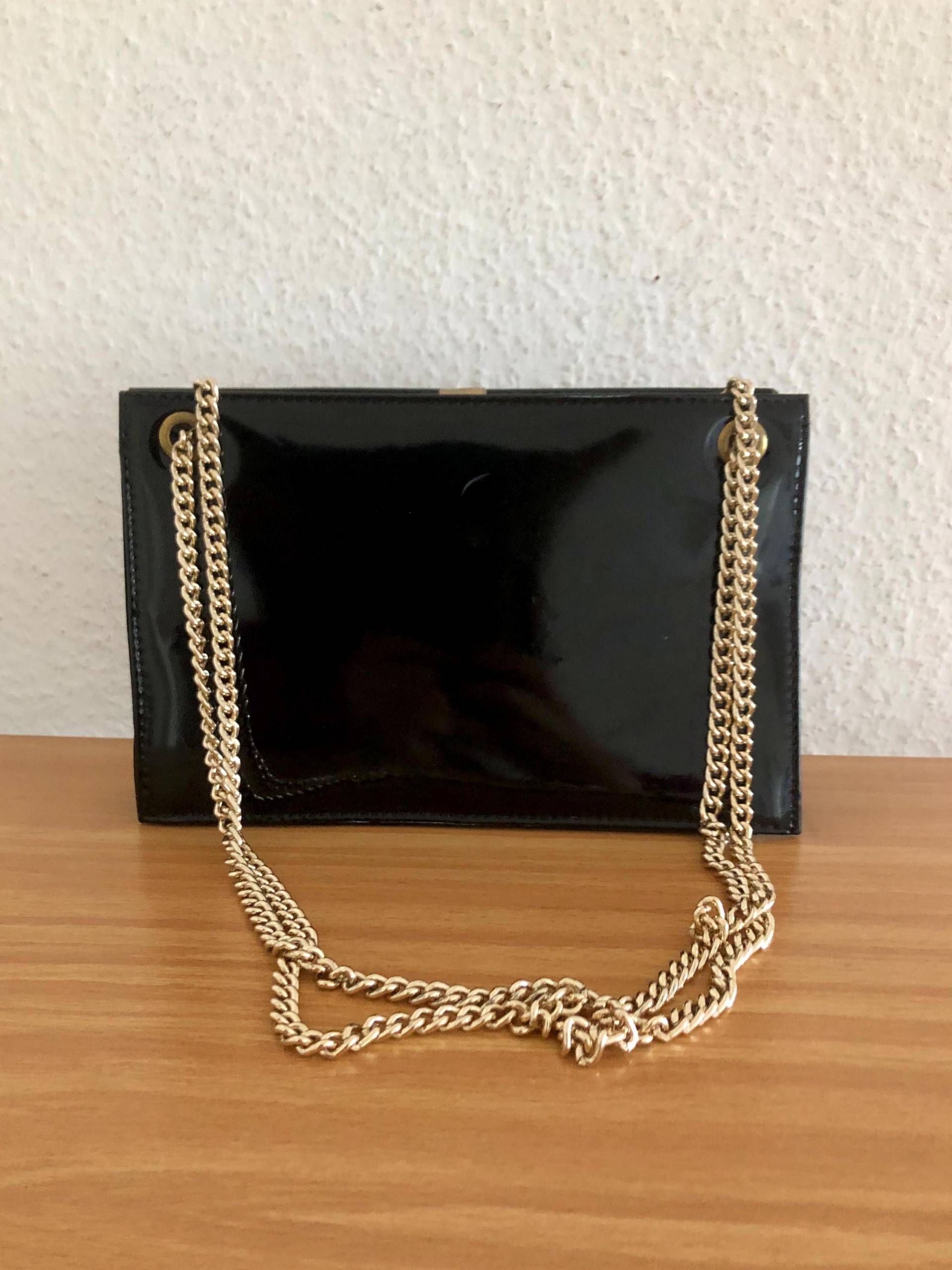 Theatertasche Tete Dˋor Guldhuvudet Lackleder Schwarz Vintage 60-70Er von BackToFutureFashion