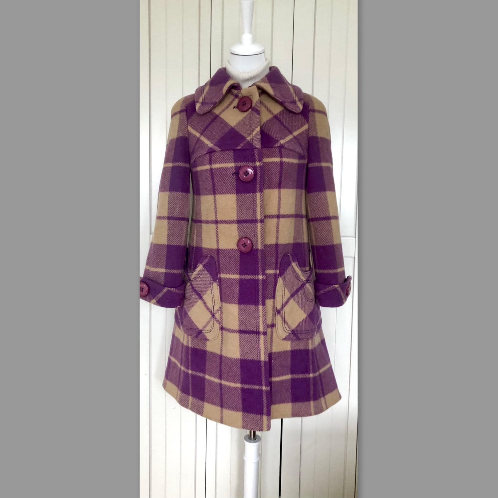 Vintage 60-70Er Wollmantel Bürkardt Lila Beige von BackToFutureFashion