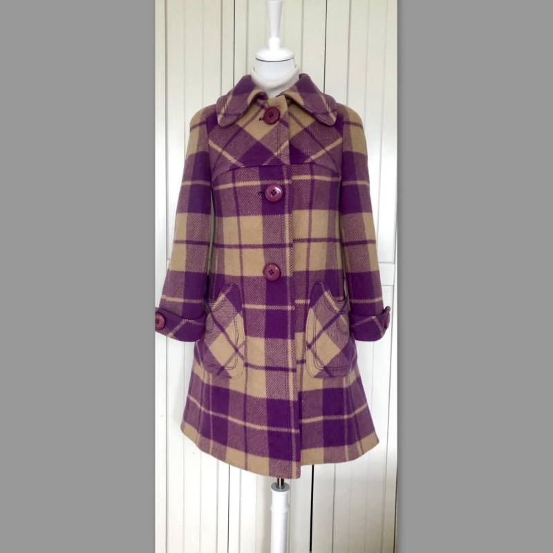 Vintage 60-70Er Wollmantel Bürkardt Lila Beige von BackToFutureFashion