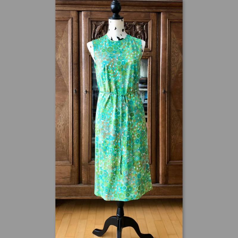 Vintage 60-Er Jersey Kleid Lanova Vollmoeller Baumwolle Grün Gr. S von BackToFutureFashion
