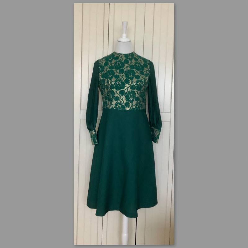 Vintage 70-Er Cocktailkleid Lurex Grün Gold von BackToFutureFashion