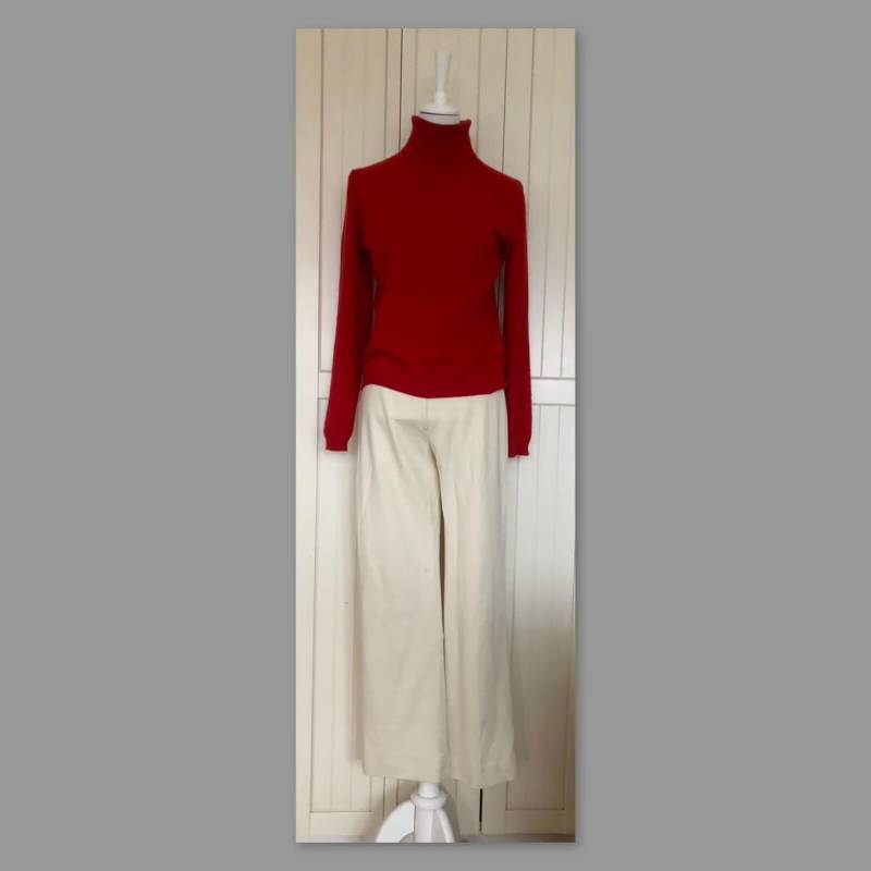 Vintage 70-Er Jersey Hose Rodier Paris Creme von BackToFutureFashion