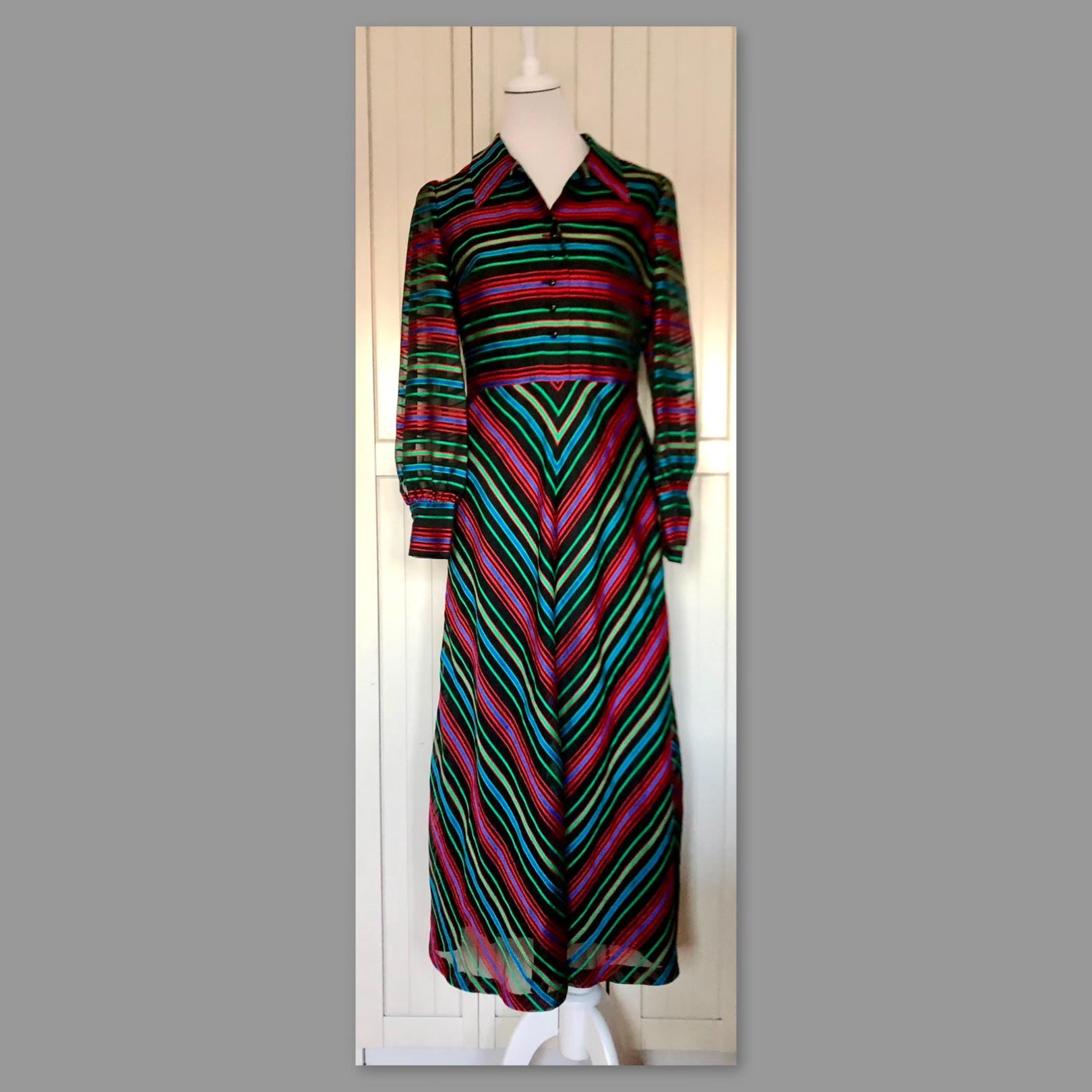 Vintage 70Er Abendkleid Maxikleid Ein Fink Modell Bunt Vintage 70Er Abendkleid Maxikleid Ein Fink Modell Bunt von BackToFutureFashion