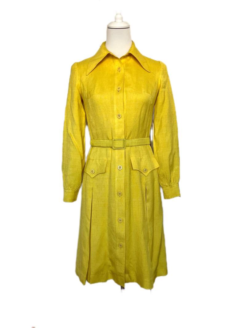Vintage 70Er Designer Kleid Janine Martin Valence Gelb von BackToFutureFashion