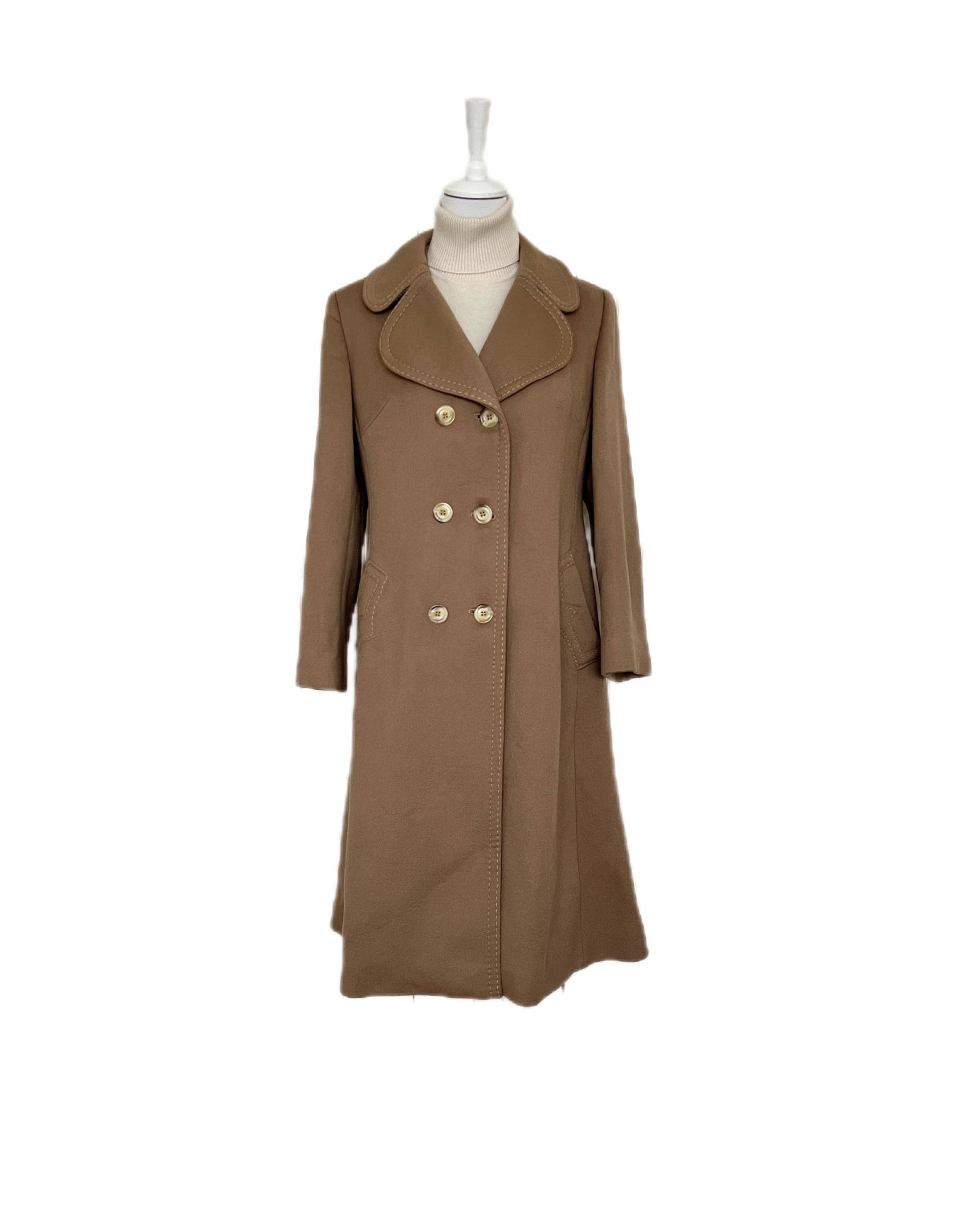 Vintage 70Er Mantel Schurwolle Beige von BackToFutureFashion