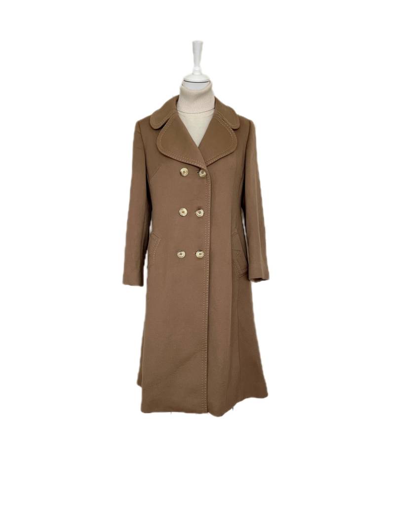 Vintage 70Er Mantel Schurwolle Beige von BackToFutureFashion