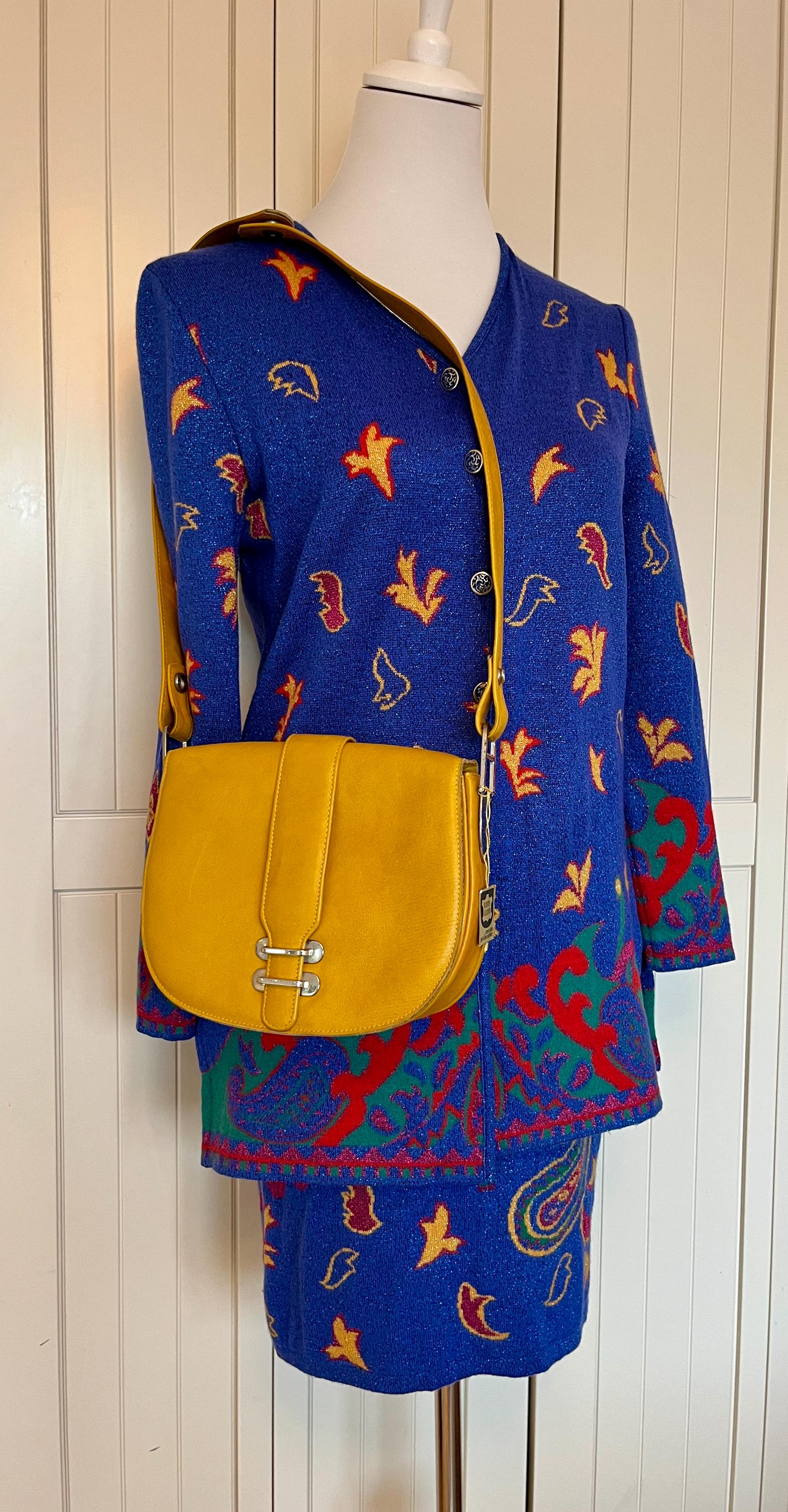 Vintage 70Er Schultertasche Modell Assima Leder Gelb von BackToFutureFashion